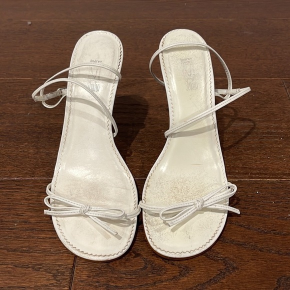 Andrew Stevens Studio White Strappy Sandals Size 8 - Picture 2 of 6